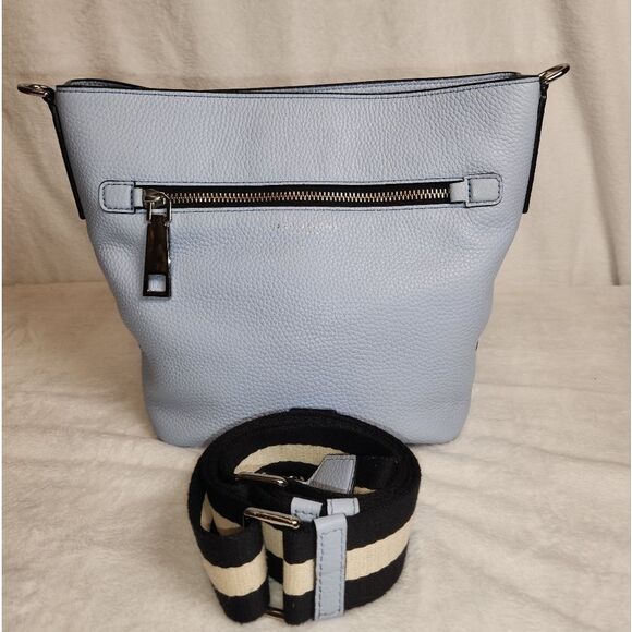 Marc Jacobs Gotham Pebble Leather Adjustable Crossbody Bucket Bag, Sky Blue - Picture 1 of 6